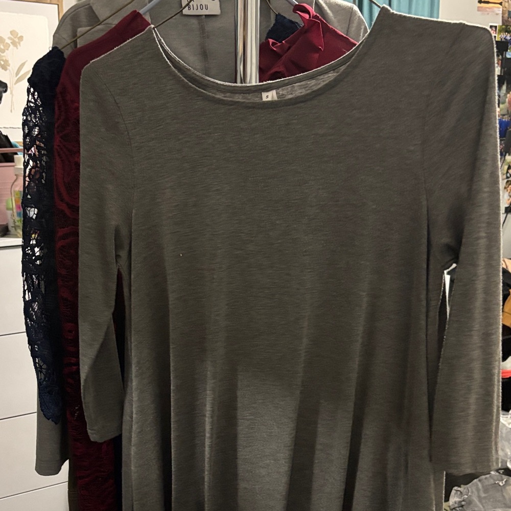 Gray Long Sleeve Dress